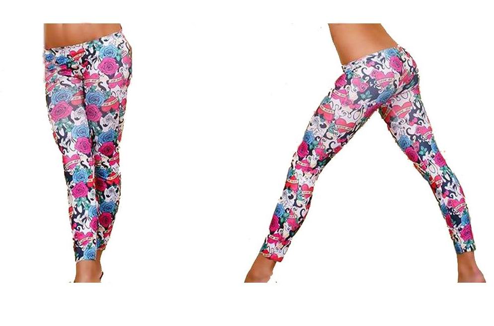 Fashion Women Colorful Print Ankle-length Skinny Legging Pants